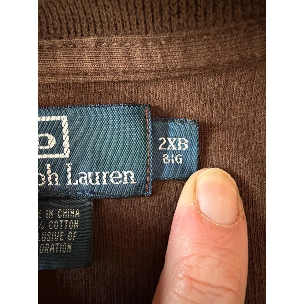 Polo Ralph Lauren Quarter Zip‎ Pullover Brown Cotton Mens 2XB Big Sweater
